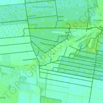 Mappa topografica Rühlermoor, altitudine, rilievo