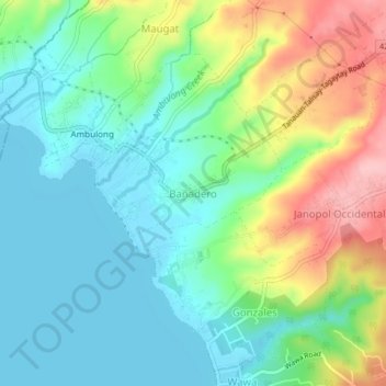 Mappa topografica Bañadero, altitudine, rilievo
