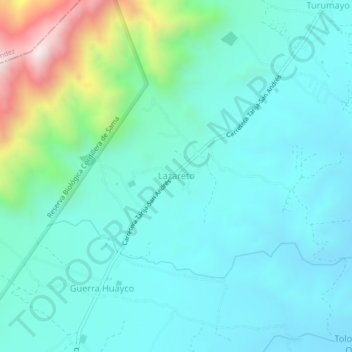 Mappa topografica Lazareto, altitudine, rilievo