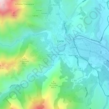 Mappa topografica Faubourg Scarafaglie, altitudine, rilievo