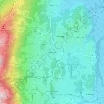 Mappa topografica Muderbolz, altitudine, rilievo