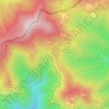 Mappa topografica Alpe di Cavarzano, altitudine, rilievo