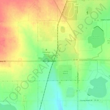 Mappa topografica Liberty, altitudine, rilievo