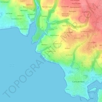 Mappa topografica Landan Creis, altitudine, rilievo
