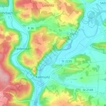 Mappa topografica Zaar, altitudine, rilievo