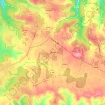 Mappa topografica Ligounen, altitudine, rilievo