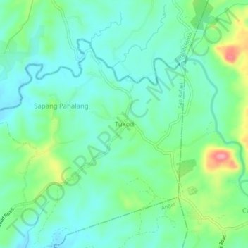 Mappa topografica Tukod, altitudine, rilievo