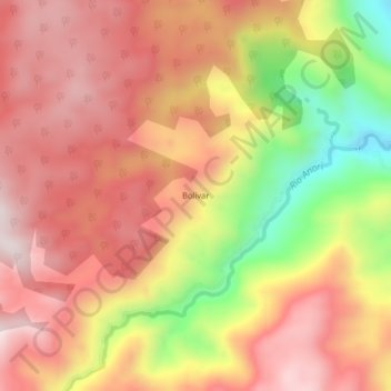 Mappa topografica Bolívar, altitudine, rilievo