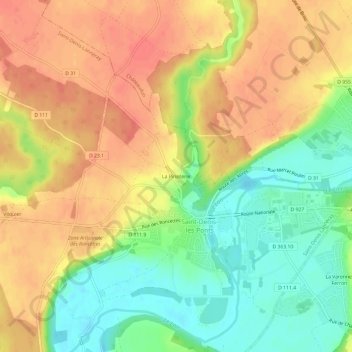 Mappa topografica La Pinoterie, altitudine, rilievo