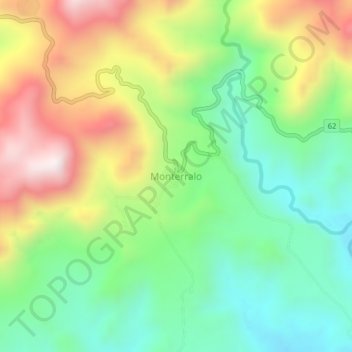 Mappa topografica Monterralo, altitudine, rilievo