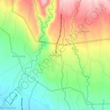 Mappa topografica Managa, altitudine, rilievo