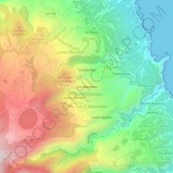 Mappa topografica Los Marantes, altitudine, rilievo