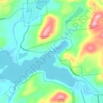 Mappa topografica Canada Lake, altitudine, rilievo