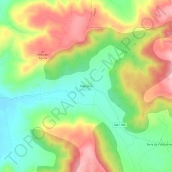 Mappa topografica Villacorza, altitudine, rilievo