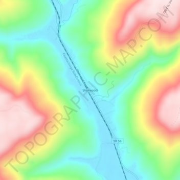 Mappa topografica Sherwood, altitudine, rilievo