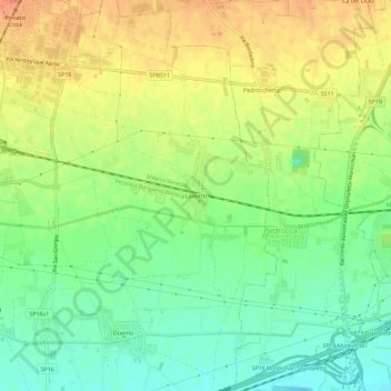 Mappa topografica Lodetto, altitudine, rilievo