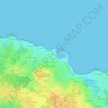 Mappa topografica Port-Joinville, altitudine, rilievo