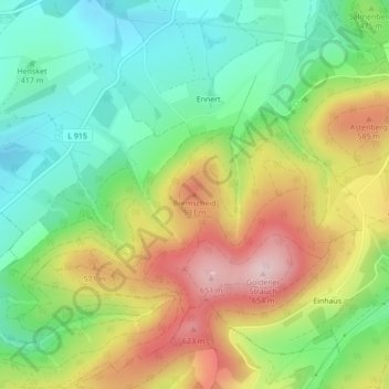 Mappa topografica Bremscheid, altitudine, rilievo