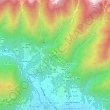 Mappa topografica Serre La Croce, altitudine, rilievo