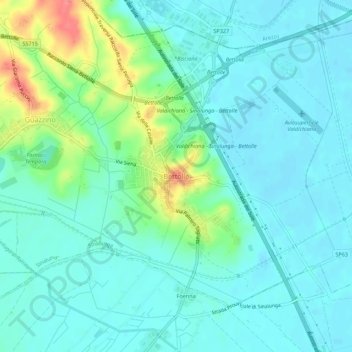 Mappa topografica Bettolle, altitudine, rilievo