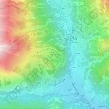 Mappa topografica Puy Aillaud, altitudine, rilievo