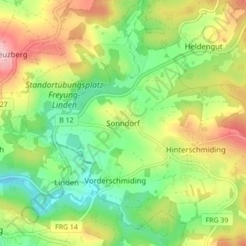 Mappa topografica Sonndorf, altitudine, rilievo