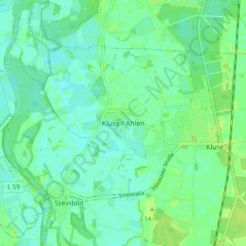 Mappa topografica Kluse / Ahlen, altitudine, rilievo