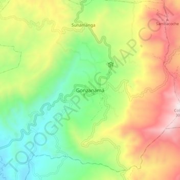 Mappa topografica Gonzanamá, altitudine, rilievo