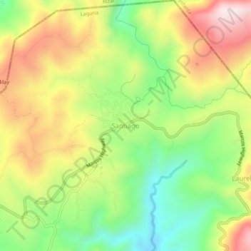 Mappa topografica Santiago, altitudine, rilievo