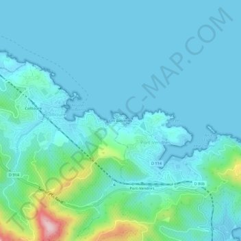 Mappa topografica Les Batteries, altitudine, rilievo