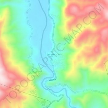 Mappa topografica Ixcateopan, altitudine, rilievo