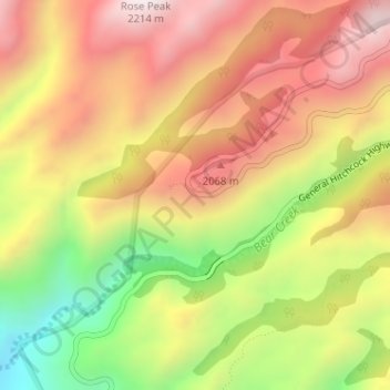 Mappa topografica Windy Point, altitudine, rilievo