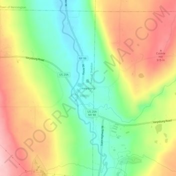 Mappa topografica Varysburg, altitudine, rilievo