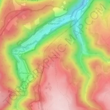Mappa topografica Gierberg, altitudine, rilievo