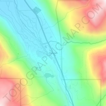 Mappa topografica Portland, altitudine, rilievo