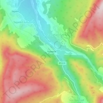 Mappa topografica Tamadout, altitudine, rilievo