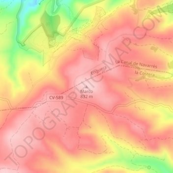 Mappa topografica Marco, altitudine, rilievo