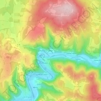 Mappa topografica Diège, altitudine, rilievo