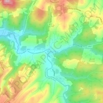 Mappa topografica Il Ferrone, altitudine, rilievo