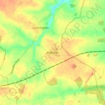 Mappa topografica Alderton, altitudine, rilievo