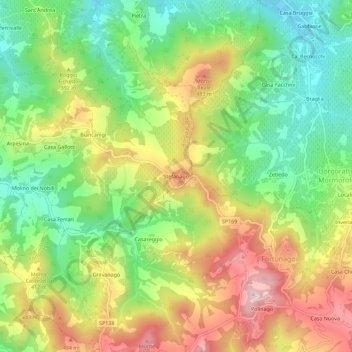 Mappa topografica Stefanago, altitudine, rilievo