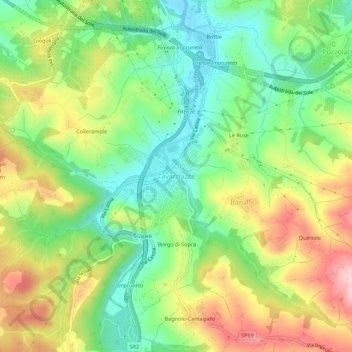 Mappa topografica Tavarnuzze, altitudine, rilievo