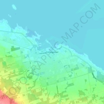Mappa topografica Collingwood, altitudine, rilievo