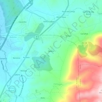 Mappa topografica Agudos, altitudine, rilievo