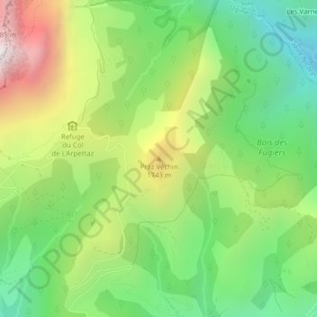 Mappa topografica Praz Véchin, altitudine, rilievo