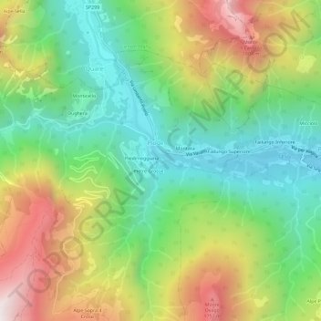 Mappa topografica Riale, altitudine, rilievo