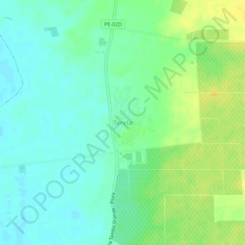 Mappa topografica Terela, altitudine, rilievo