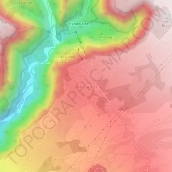 Mappa topografica Bois Court, altitudine, rilievo