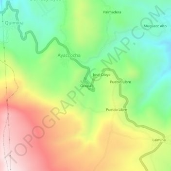 Mappa topografica Ocopa, altitudine, rilievo