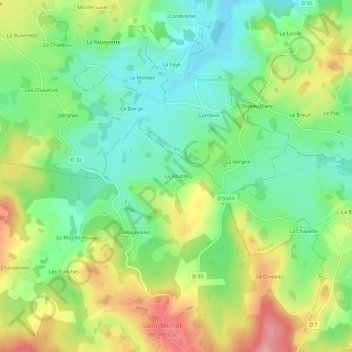 Mappa topografica La Villotte, altitudine, rilievo